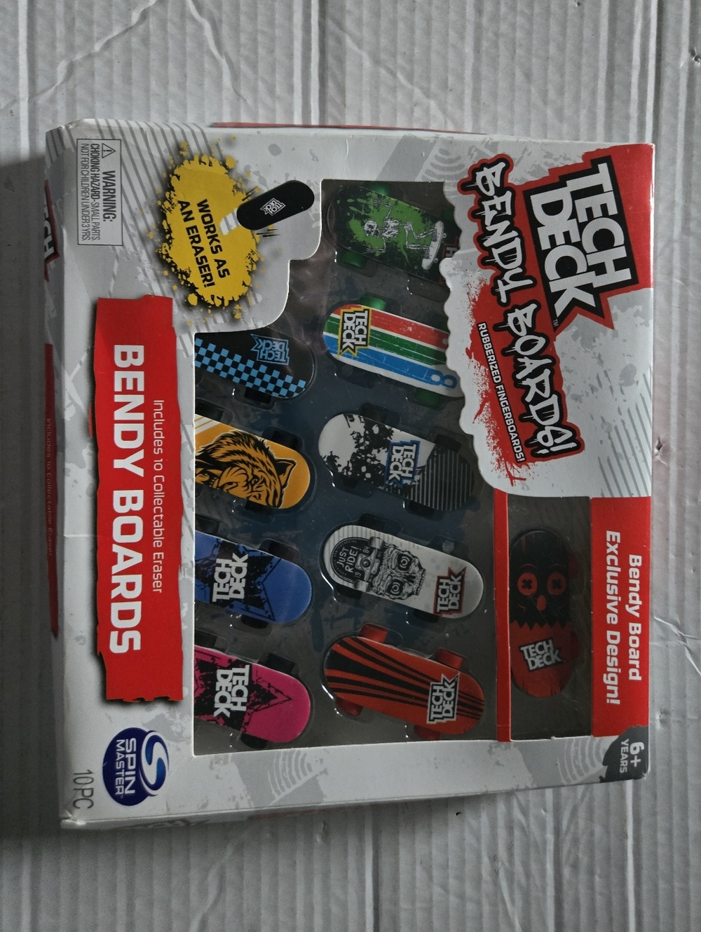 Tech Deck Bendy Boards 10-Pack Mini Rubberized Fingerboards! Collectable Erasers